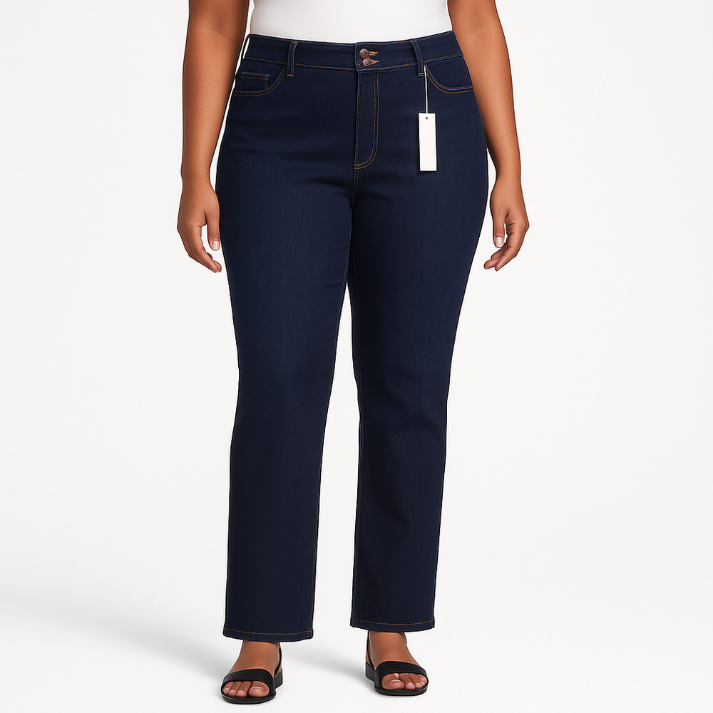 NWT Lane Bryant Womens Dark Blue Double Button Five Pocket Straight Leg Jeans 26 - Picture 1 of 13